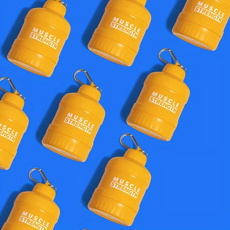 Portable Multi-Layer Protein Shaker Bottle with Storage Compartments