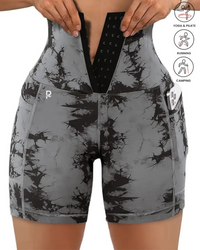 Women's Tie-Dye Yoga Shorts with Side Pockets Workout Shorts