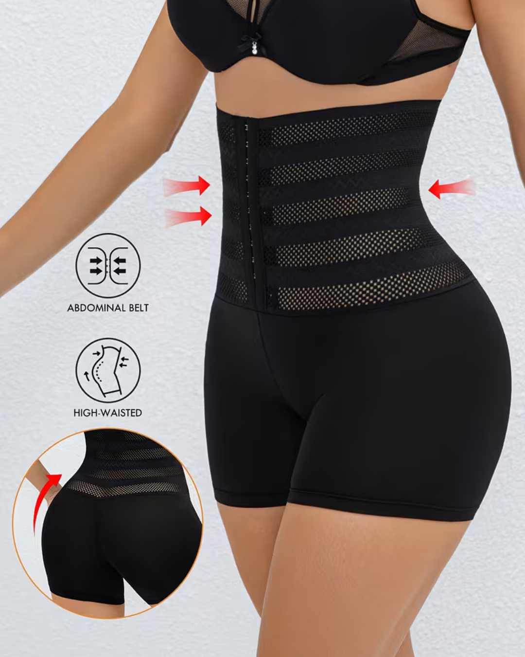 High-Waisted Tummy Control Shaping Leggings with Front Zipper Workout Shorts