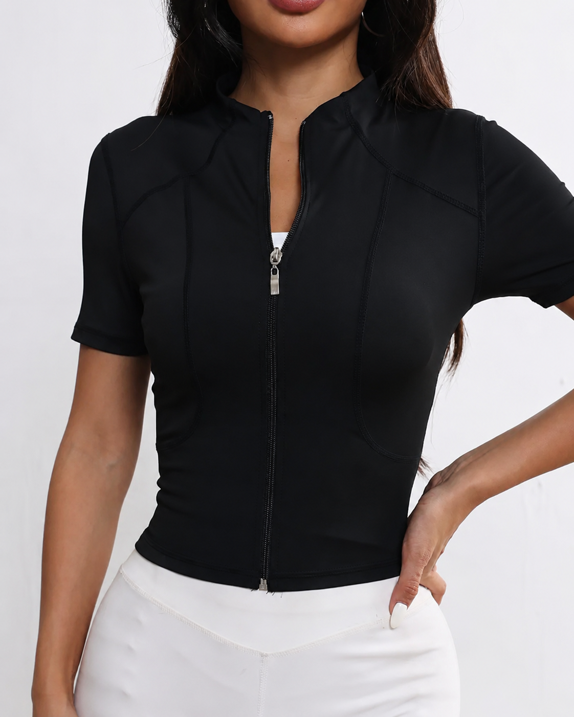 Women's Slim Fit Sports Jacket, Short Sleeve Yoga Top