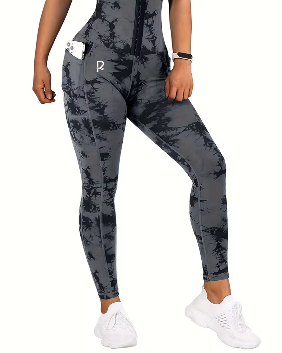 2-Piece High-Waisted Camouflage Leggings with Side Pockets