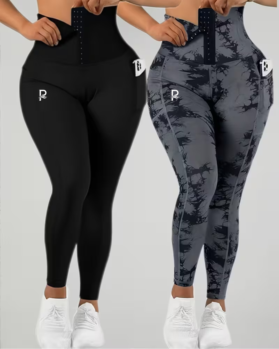 2-Piece High-Waisted Camouflage Leggings with Side Pockets