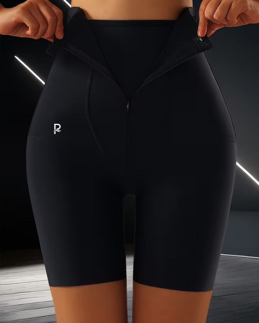High-Waisted Seamless Tummy Control Boxer Briefs with Ice Silk Zipper Design Workout Shorts