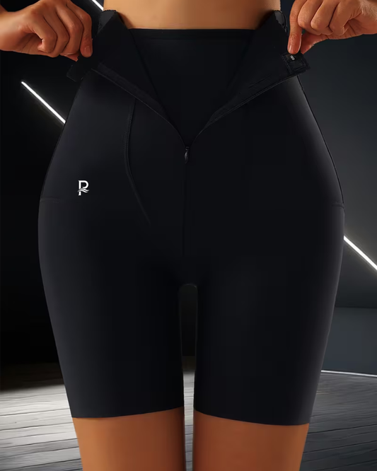 High-Waisted Seamless Tummy Control Boxer Briefs with Ice Silk Zipper Design Workout Shorts