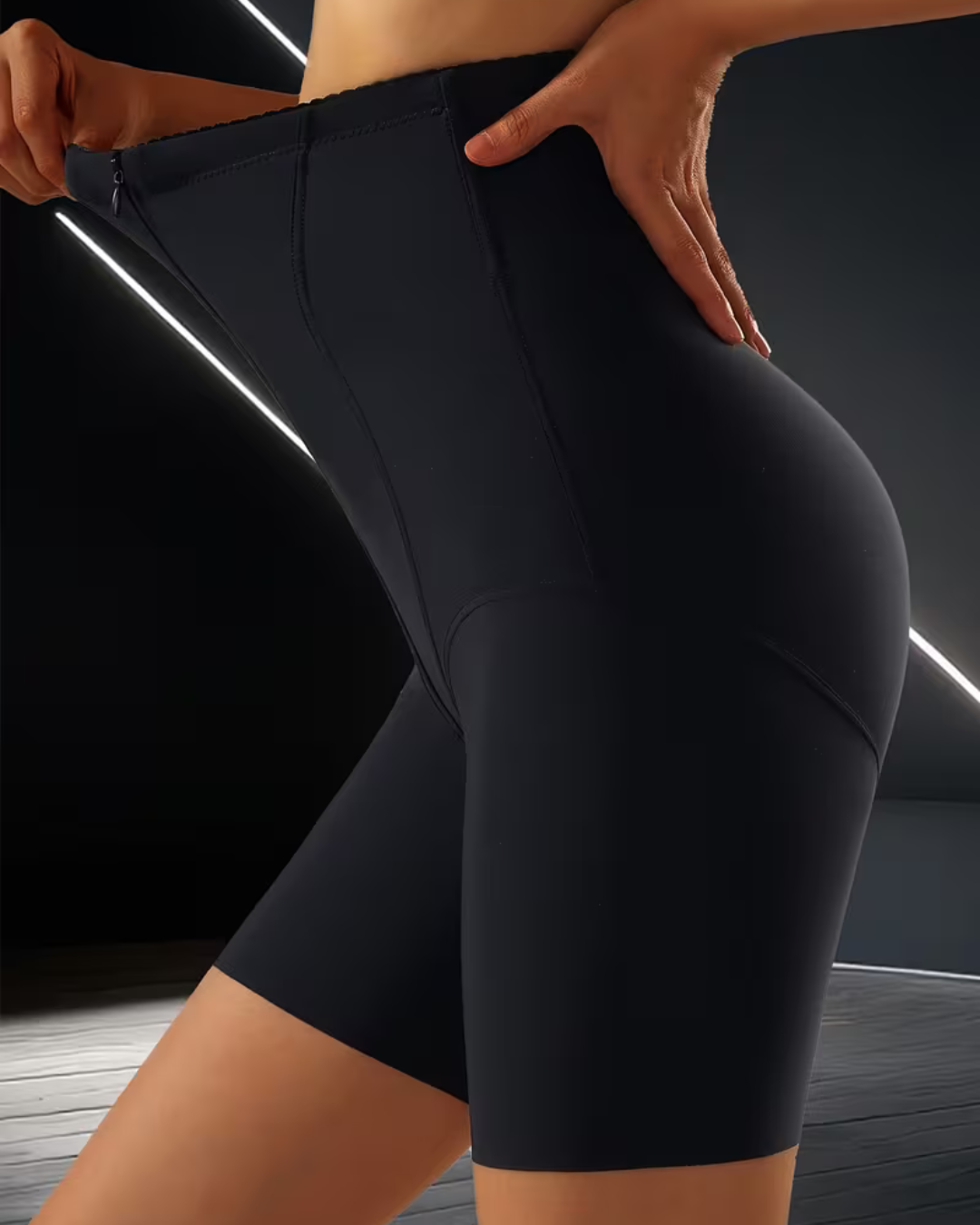 High-Waisted Seamless Tummy Control Boxer Briefs with Ice Silk Zipper Design Workout Shorts