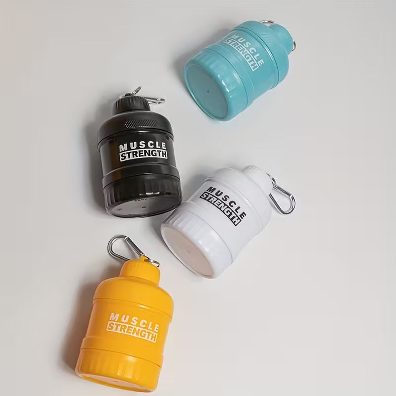 Portable Multi-Layer Protein Shaker Bottle with Storage Compartments