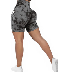Women's Tie-Dye Yoga Shorts with Side Pockets Workout Shorts
