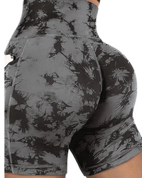 Women's Tie-Dye Yoga Shorts with Side Pockets Workout Shorts