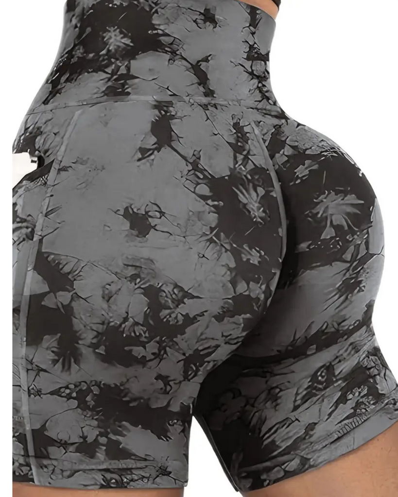 Women's Tie-Dye Yoga Shorts with Side Pockets