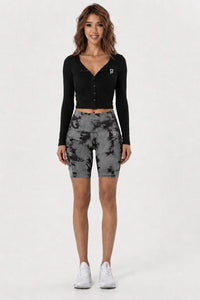Pair of Snap-Front Crop Top with Slimming Shorts