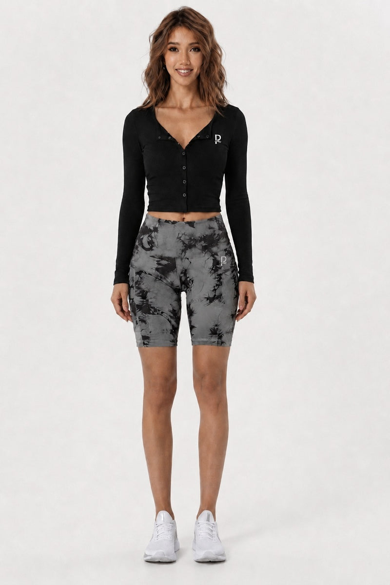 Pair of Snap-Front Crop Top with Slimming Shorts
