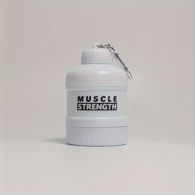 Portable Multi-Layer Protein Shaker Bottle with Storage Compartments