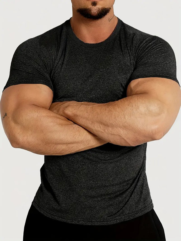 Mens Solid Color Stretch T-Shirt
