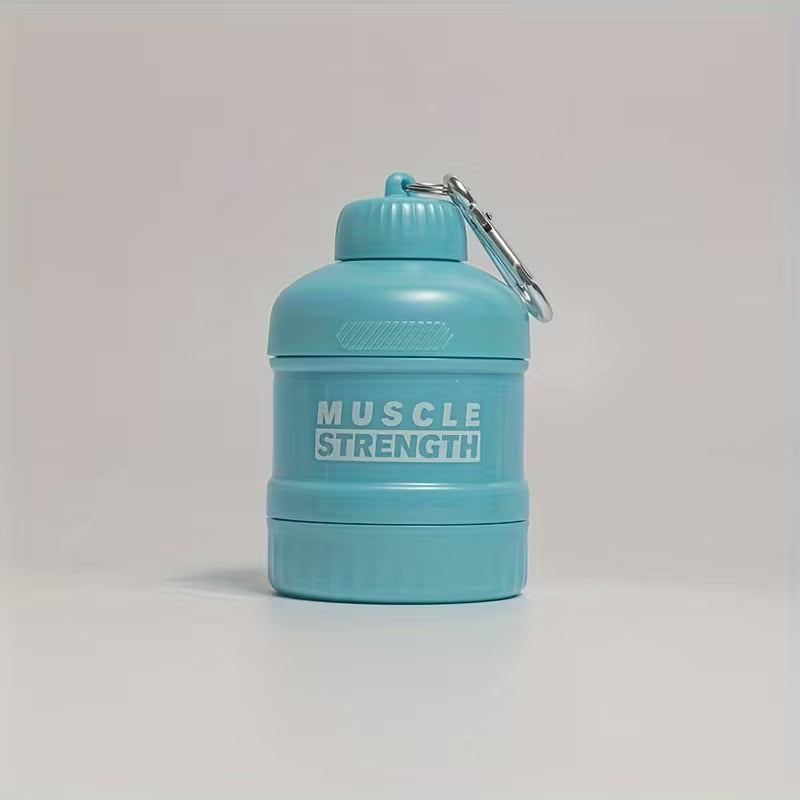 Portable Multi-Layer Protein Shaker Bottle with Storage Compartments