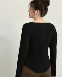 Plus Size Fitness Yoga Wear for Curvy Women, V-Neck Design, Quick-Dry Top for Outdoor Running, Tennis, Sports, Pilates Training